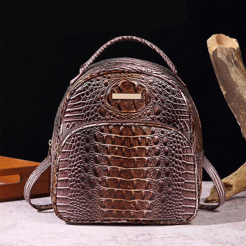 Trendy backpack made of PU leather with crocodile embossing
