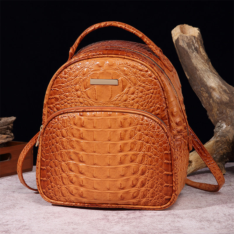 Trendy backpack made of PU leather with crocodile embossing