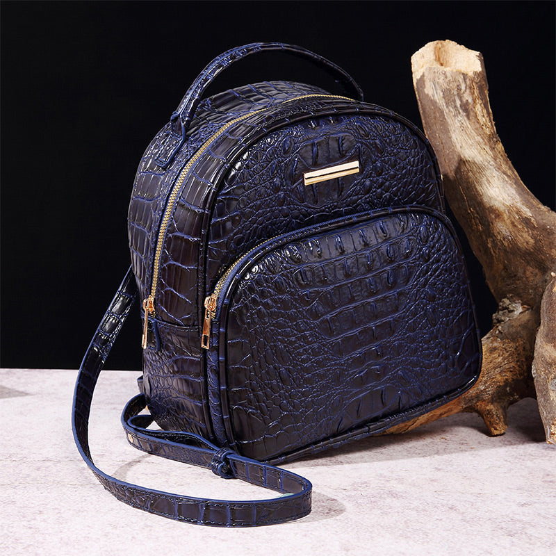 Trendy backpack made of PU leather with crocodile embossing