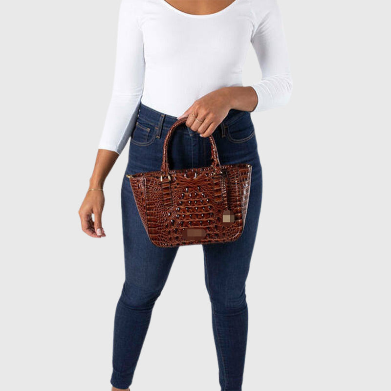 Versatile crocodile embossed PU leather crossbody bag with large capacity