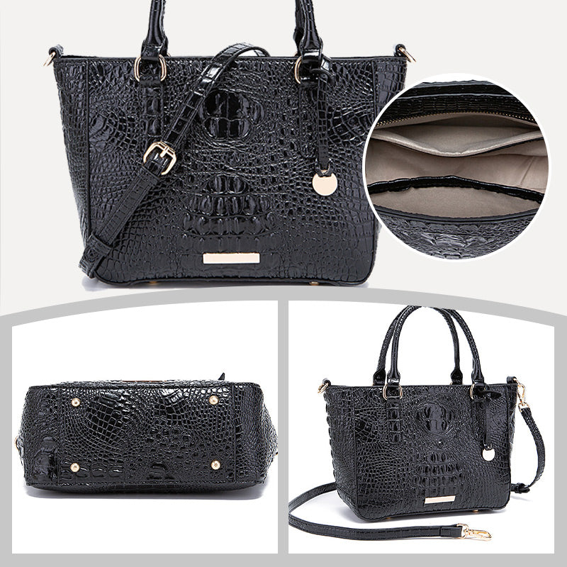 Versatile crocodile embossed PU leather crossbody bag with large capacity