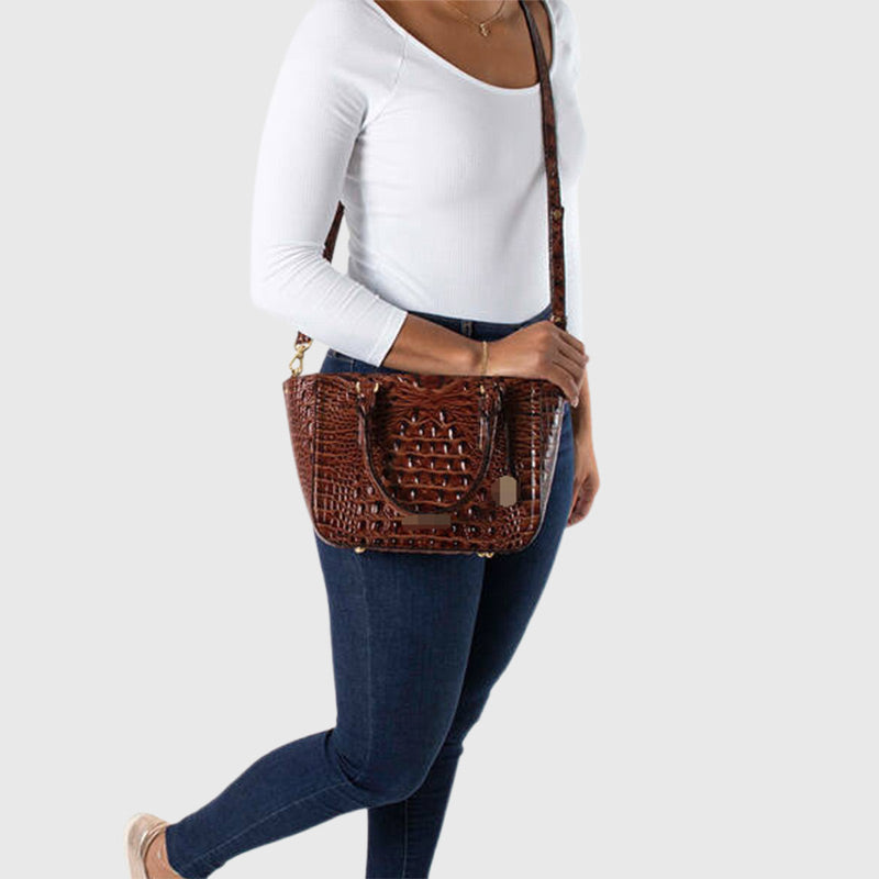Versatile crocodile embossed PU leather crossbody bag with large capacity