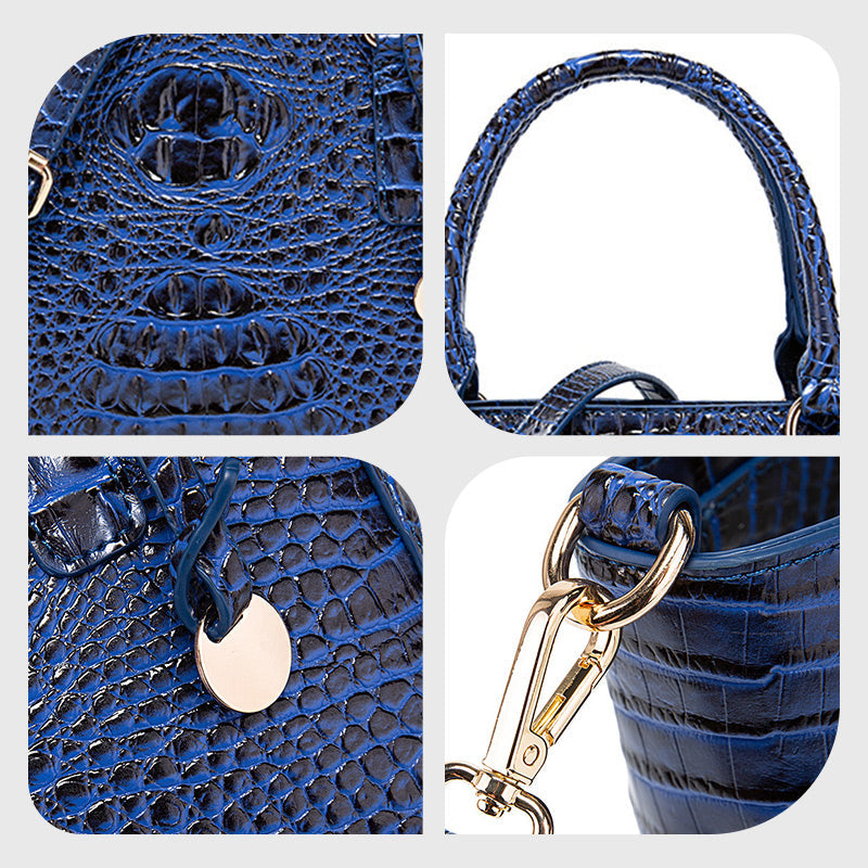 Versatile crocodile embossed PU leather crossbody bag with large capacity