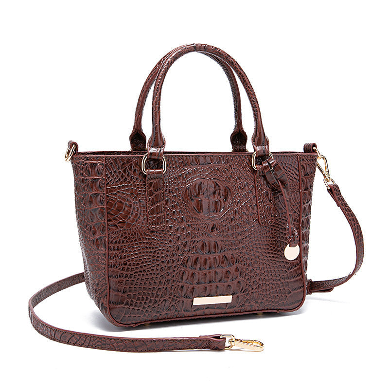 Versatile crocodile embossed PU leather crossbody bag with large capacity