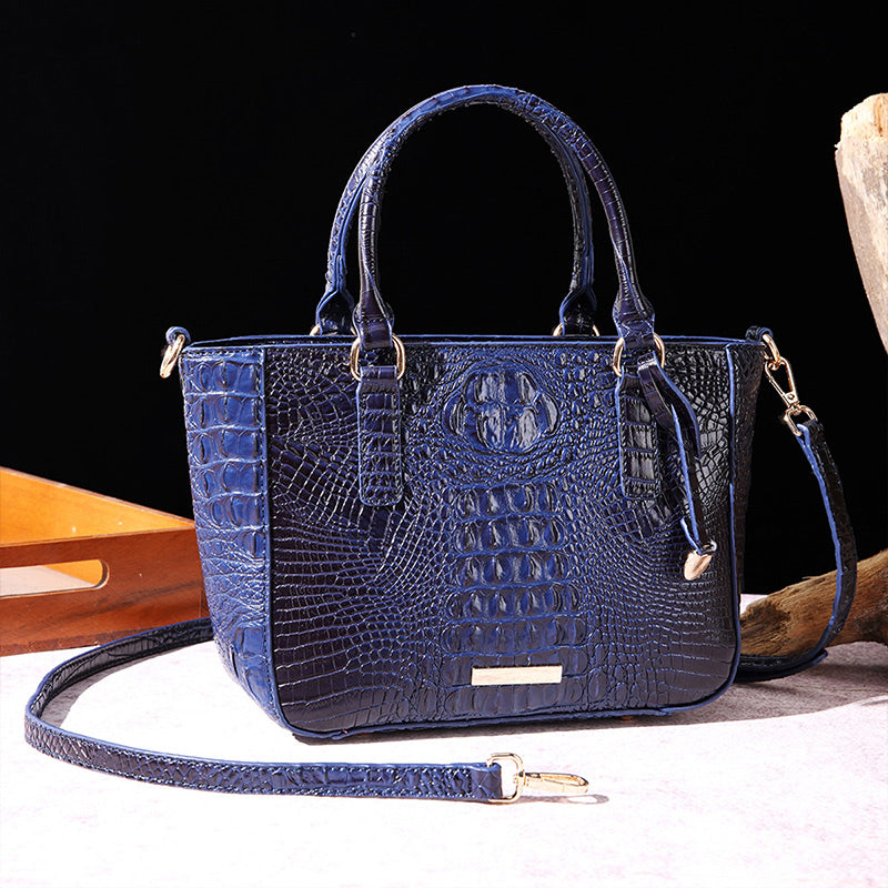 Versatile crocodile embossed PU leather crossbody bag with large capacity