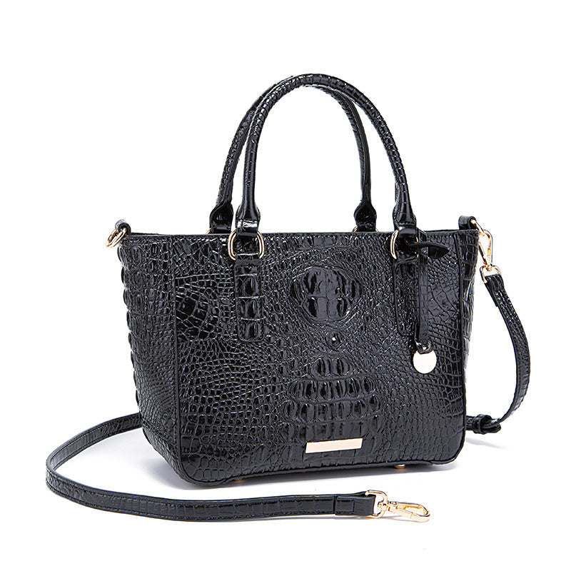 Versatile crocodile embossed PU leather crossbody bag with large capacity