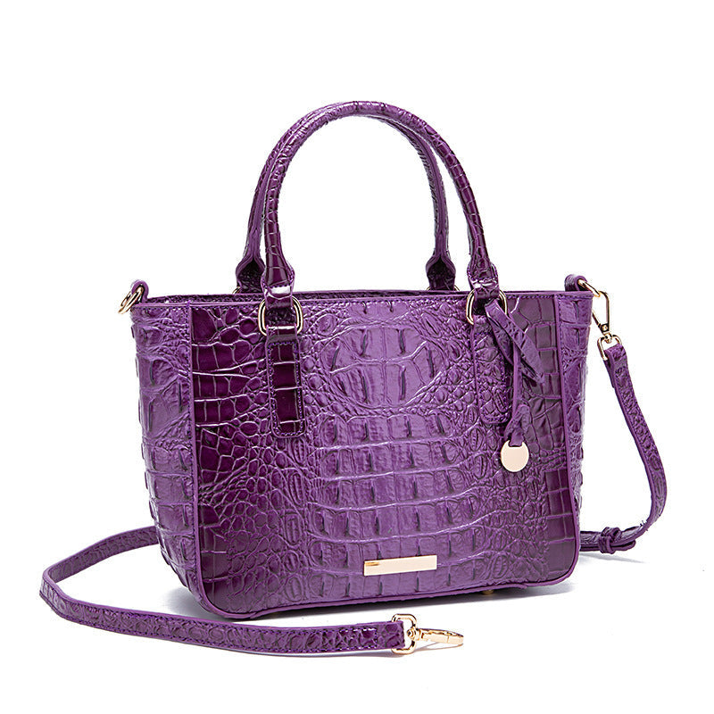 Versatile crocodile embossed PU leather crossbody bag with large capacity