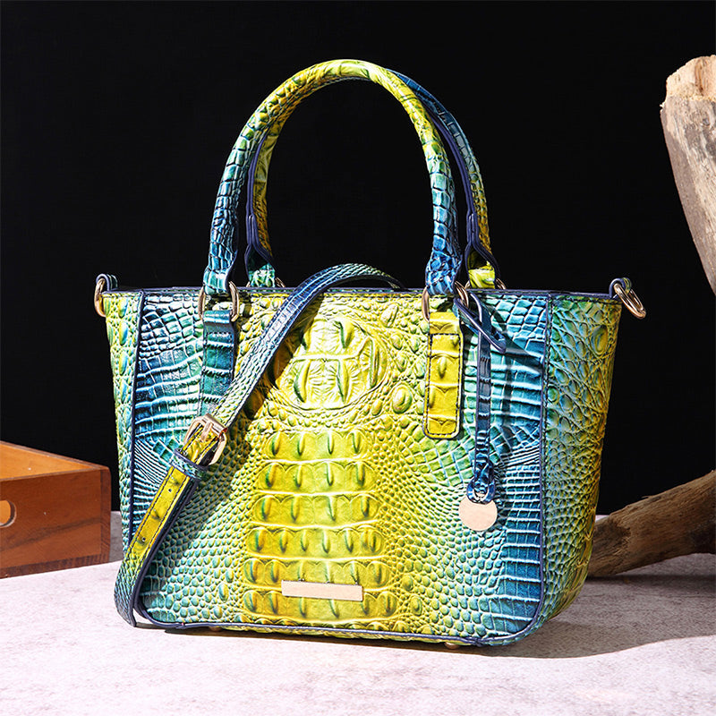 Versatile crocodile embossed PU leather crossbody bag with large capacity