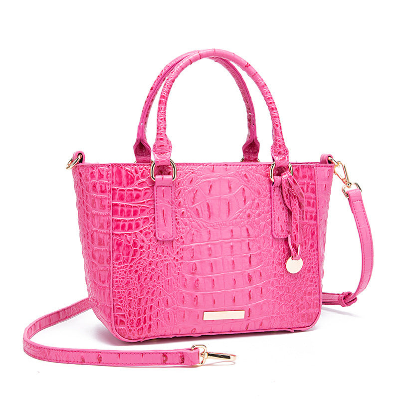 Versatile crocodile embossed PU leather crossbody bag with large capacity