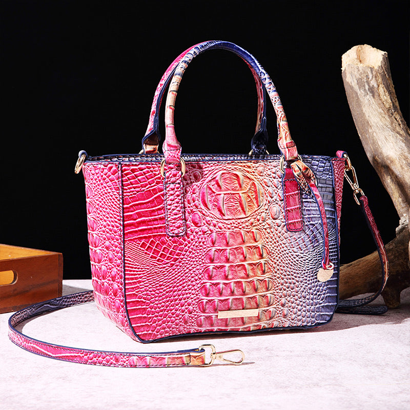 Versatile crocodile embossed PU leather crossbody bag with large capacity