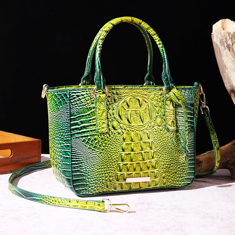 Versatile crocodile embossed PU leather crossbody bag with large capacity