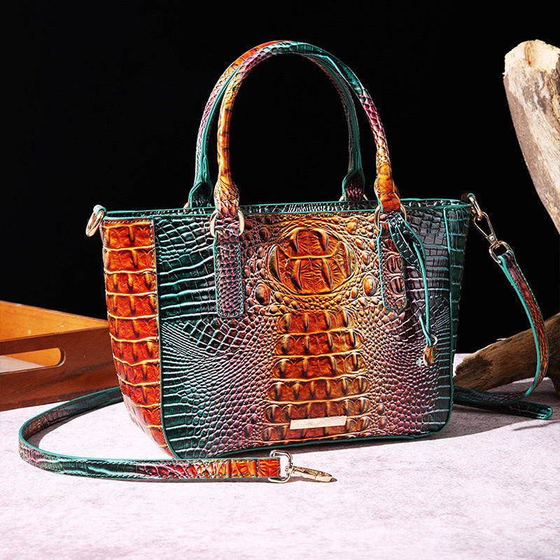 Versatile crocodile embossed PU leather crossbody bag with large capacity