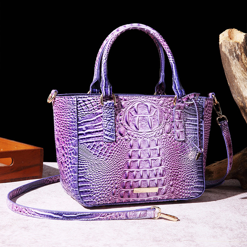 Versatile crocodile embossed PU leather crossbody bag with large capacity