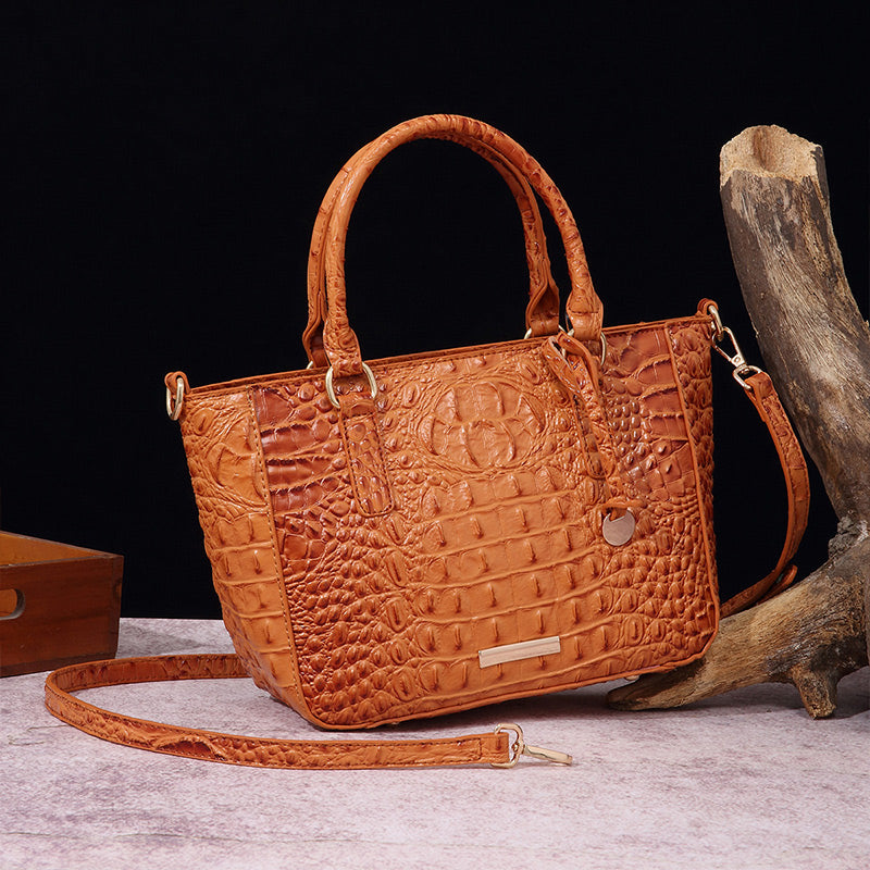 Versatile crocodile embossed PU leather crossbody bag with large capacity