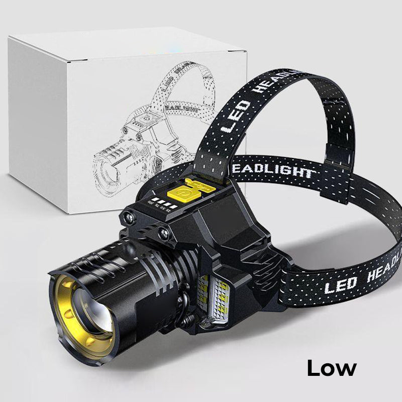 Linterna frontal recargable impermeable para exteriores con cinta para la cabeza