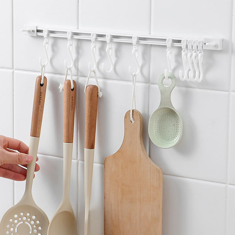 Gancho organizador en forma de S para pared con riel sin perforaciones para el hogar