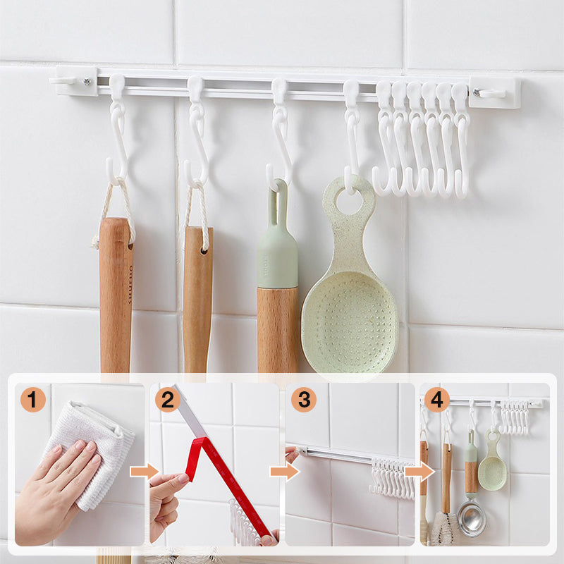 Gancho organizador en forma de S para pared con riel sin perforaciones para el hogar