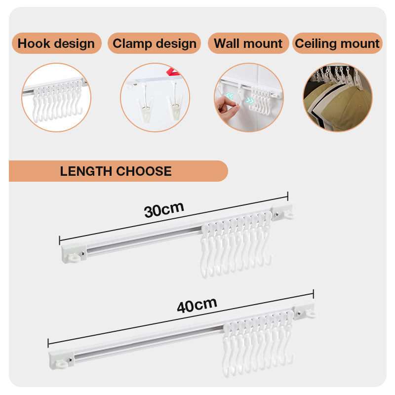 Gancho organizador en forma de S para pared con riel sin perforaciones para el hogar