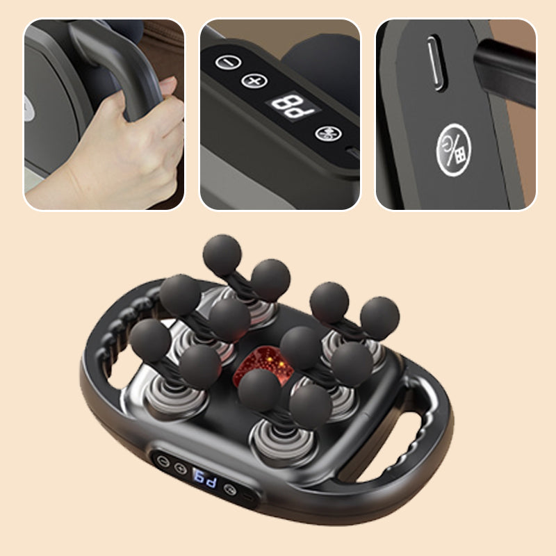 Pistola de Masaje Muscular Automática Multifuncional con 12 Cabezales