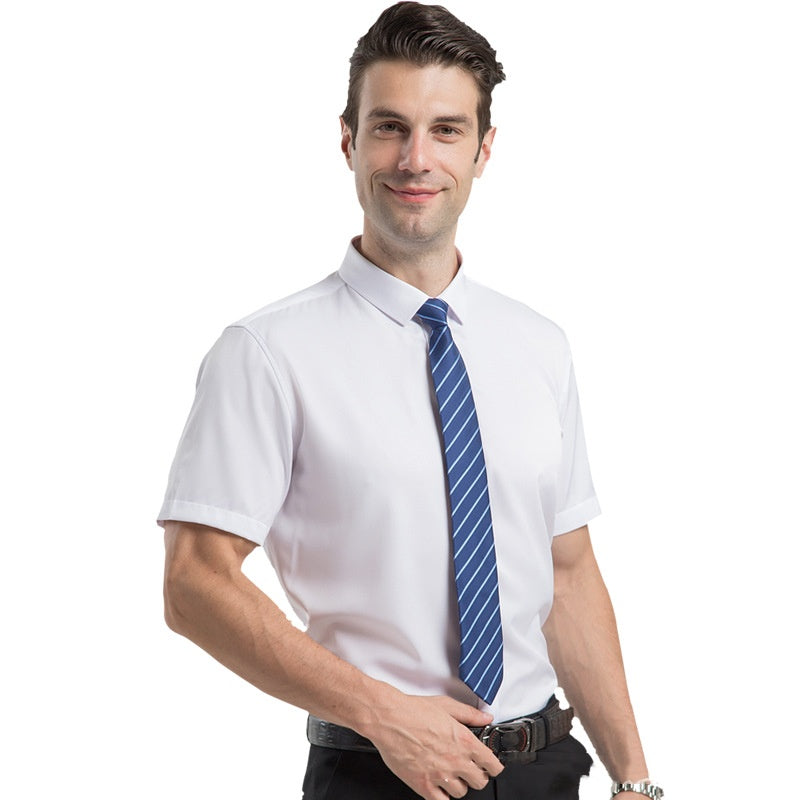 Camisas elásticas de vestir para hombre de manga corta