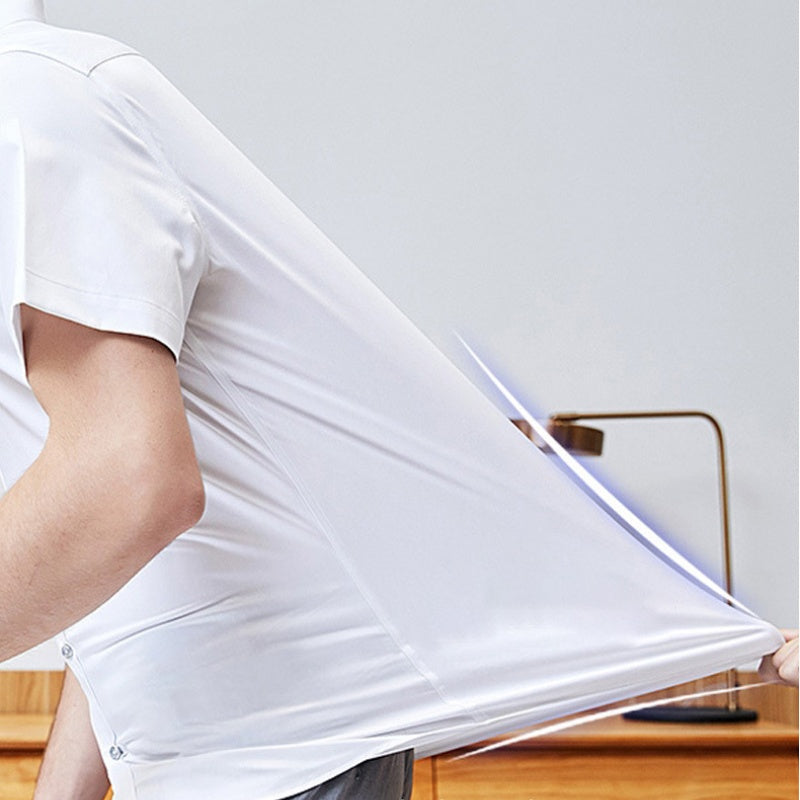 Camisas elásticas de vestir para hombre de manga corta
