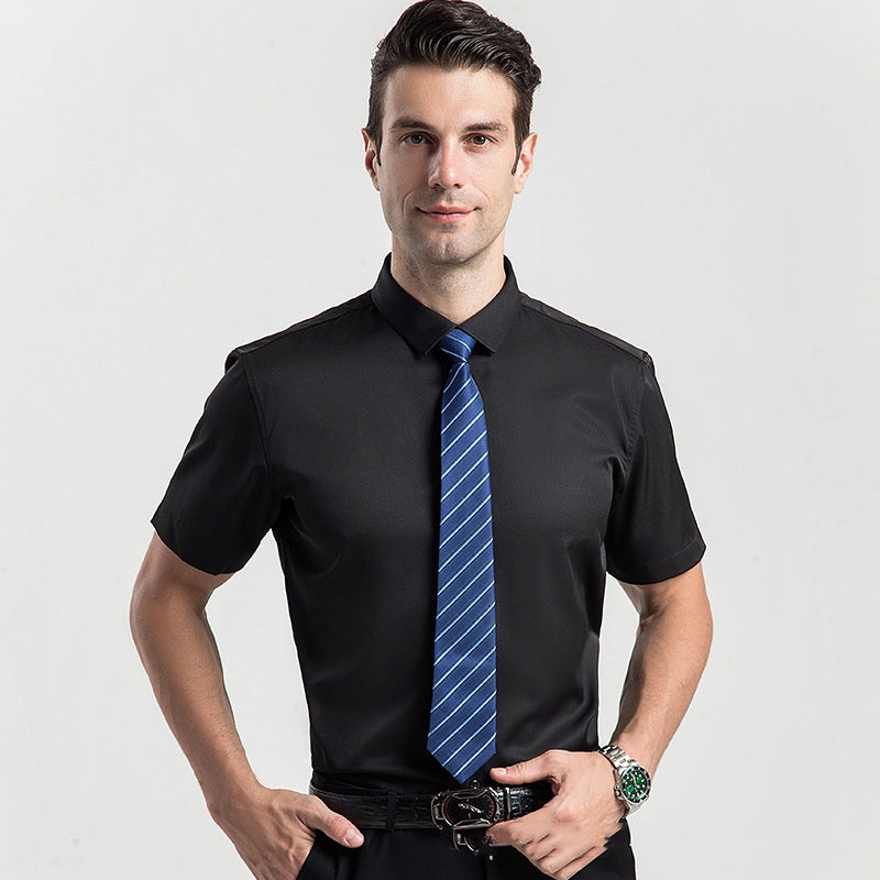 Camisas elásticas de vestir para hombre de manga corta