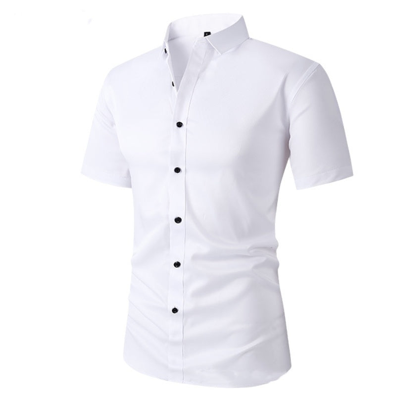 Camisas elásticas de vestir para hombre de manga corta