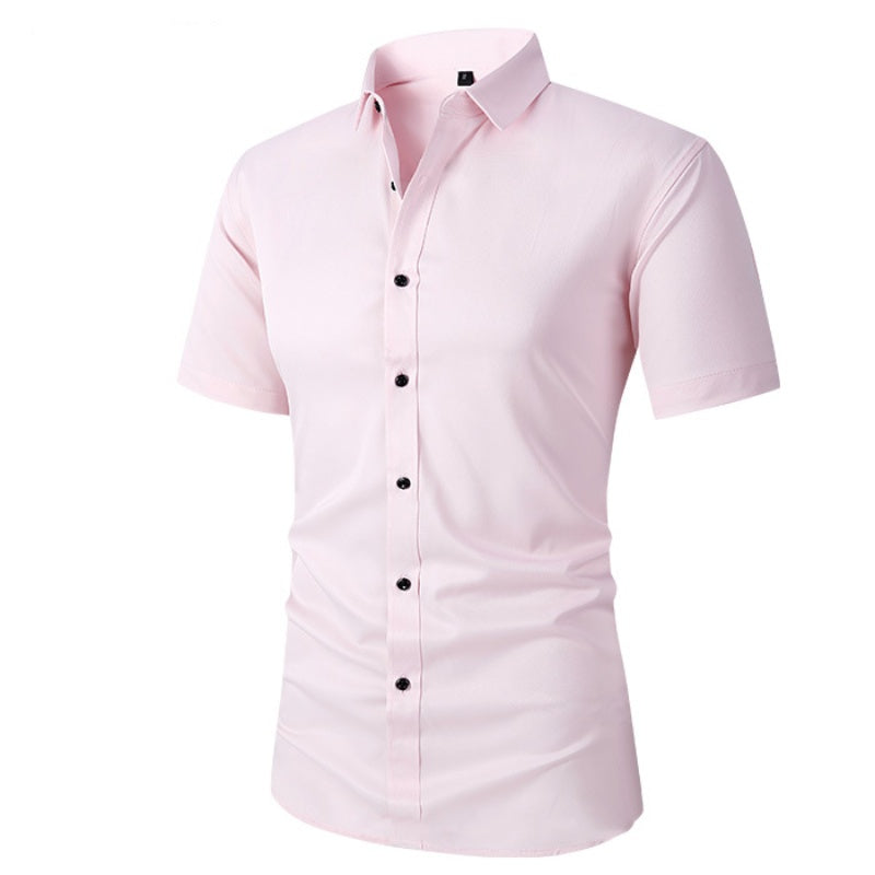 Camisas elásticas de vestir para hombre de manga corta