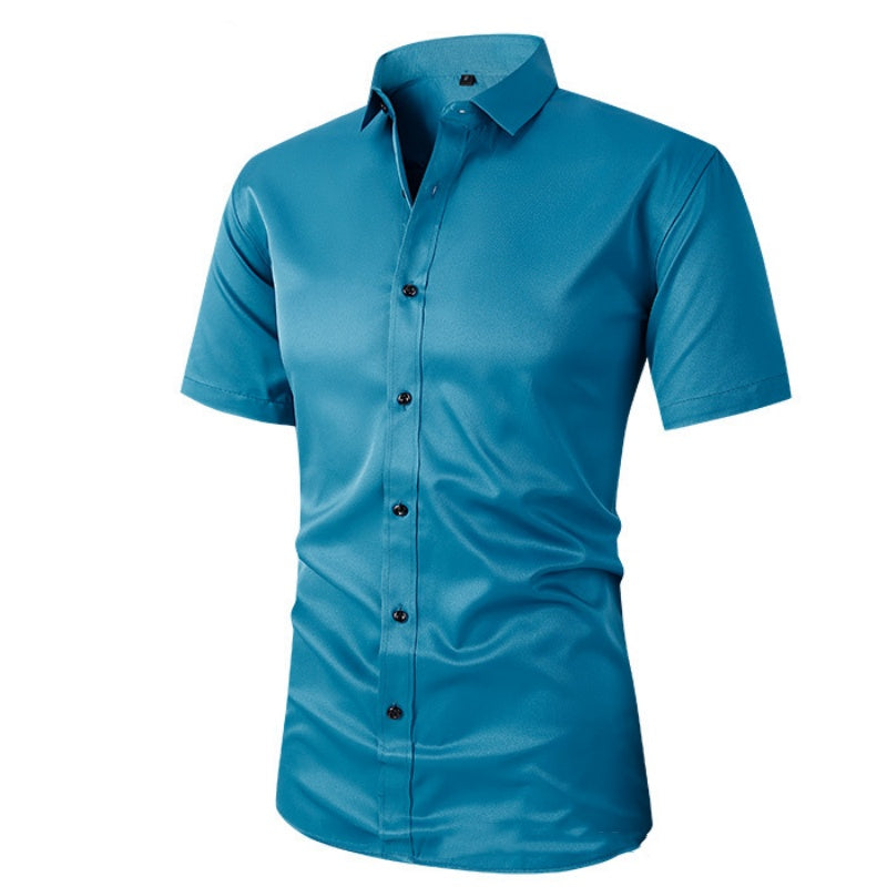 Camisas elásticas de vestir para hombre de manga corta