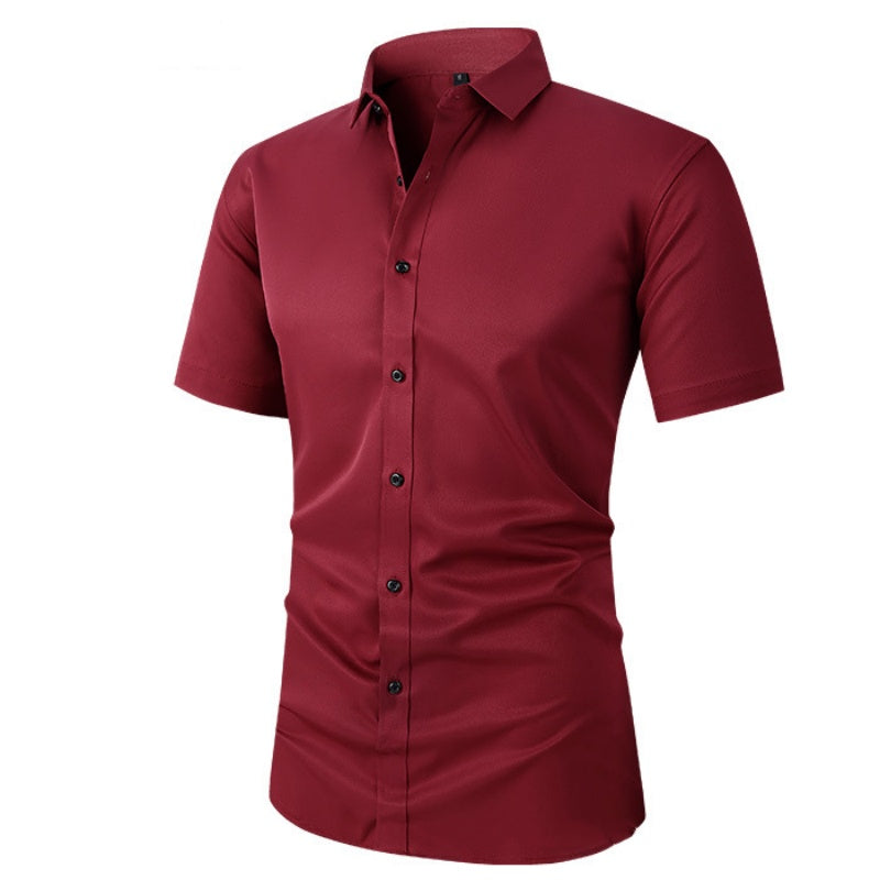 Camisas elásticas de vestir para hombre de manga corta