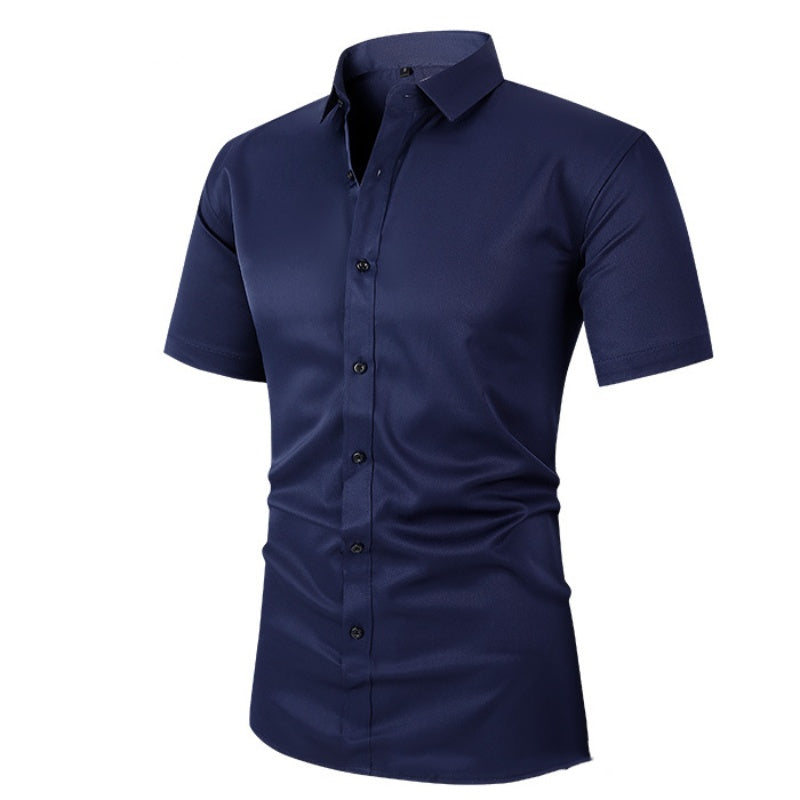 Camisas elásticas de vestir para hombre de manga corta