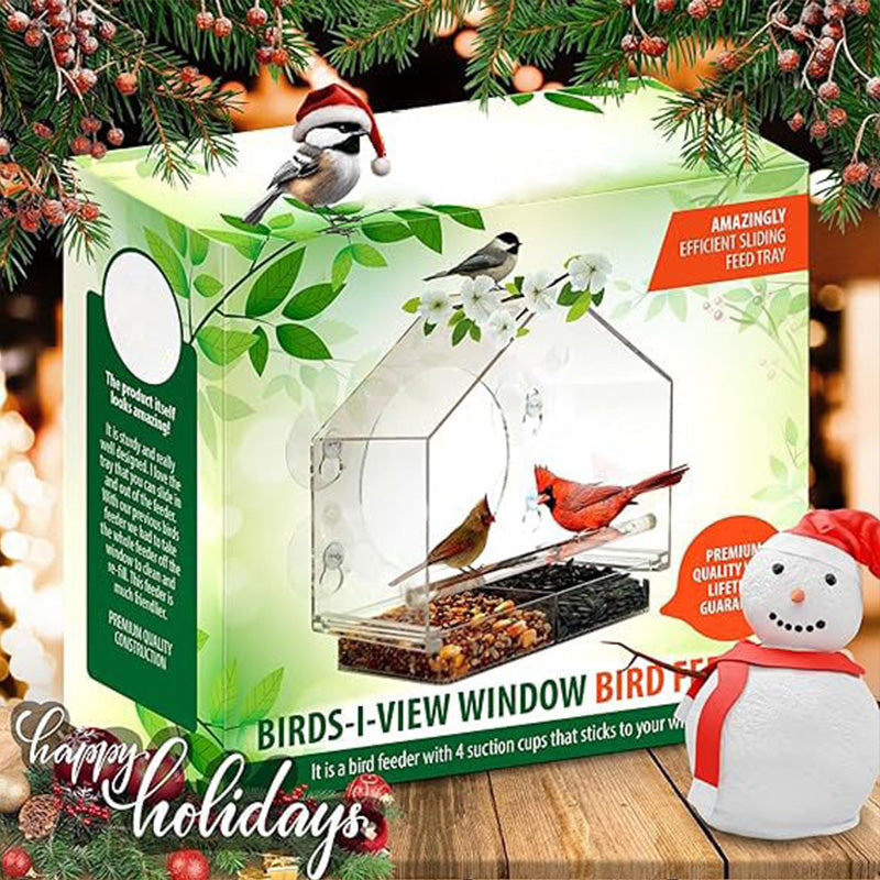 Comedero para Pájaros con Ventana de Acrílico Transparente