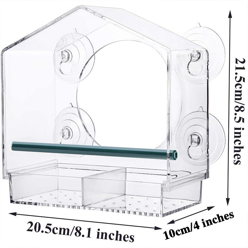Comedero para Pájaros con Ventana de Acrílico Transparente