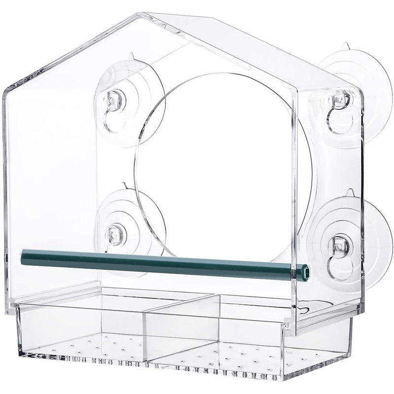 Comedero para Pájaros con Ventana de Acrílico Transparente