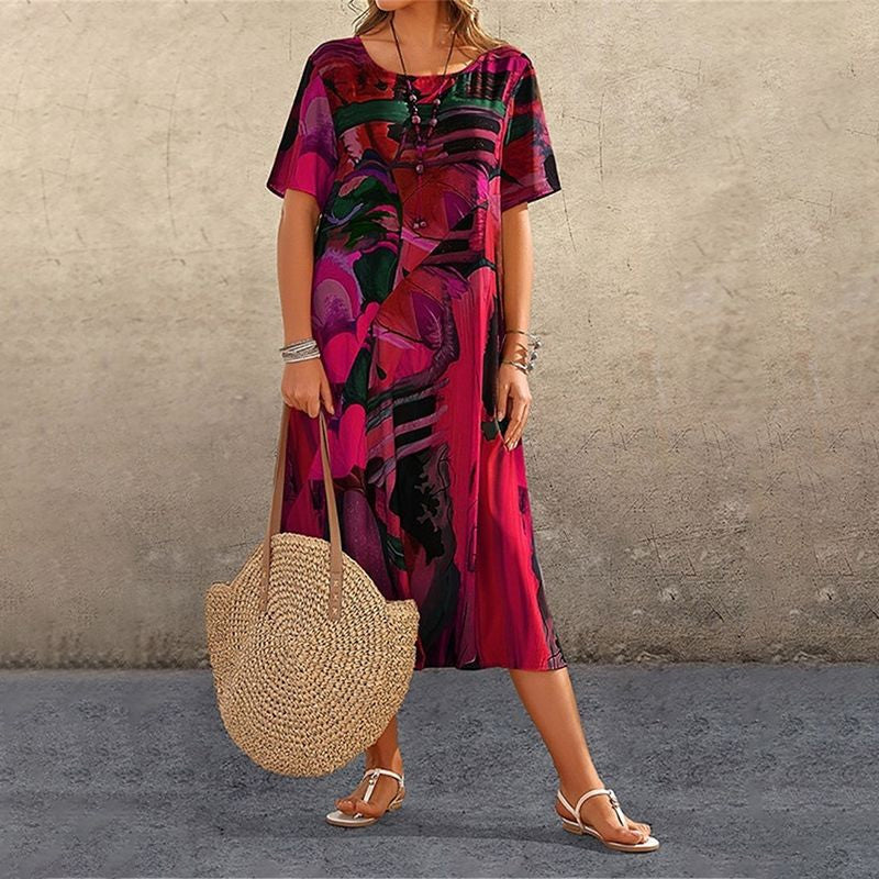 🎉Promoción del último día 50% de descuento💃en elegante vestido de seda de morera Tropical Breeze