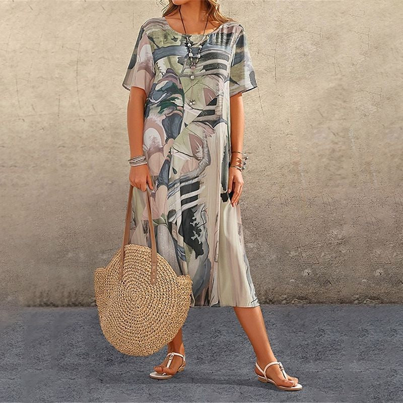 🎉Promoción del último día 50% de descuento💃en elegante vestido de seda de morera Tropical Breeze