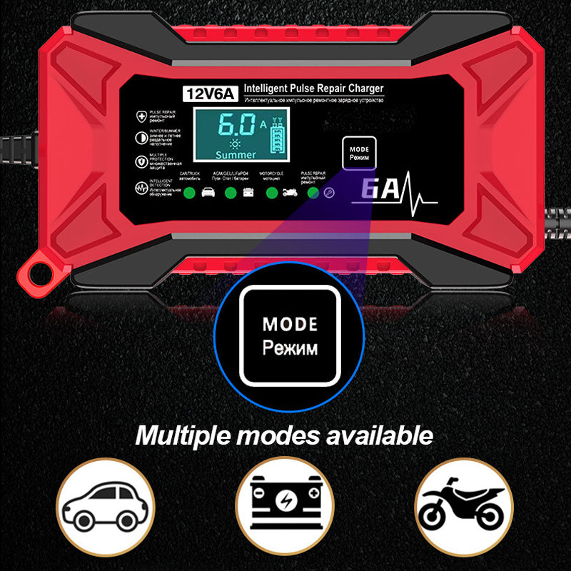 Cargador Inteligente de Batería para Auto y Motocicleta