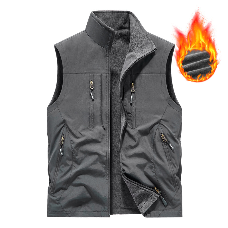 Chaqueta chaleco sin mangas extragrande para hombre con bolsillos