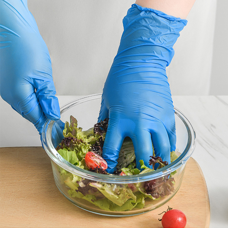 100 guantes desechables de nitrilo aptos para uso alimentario