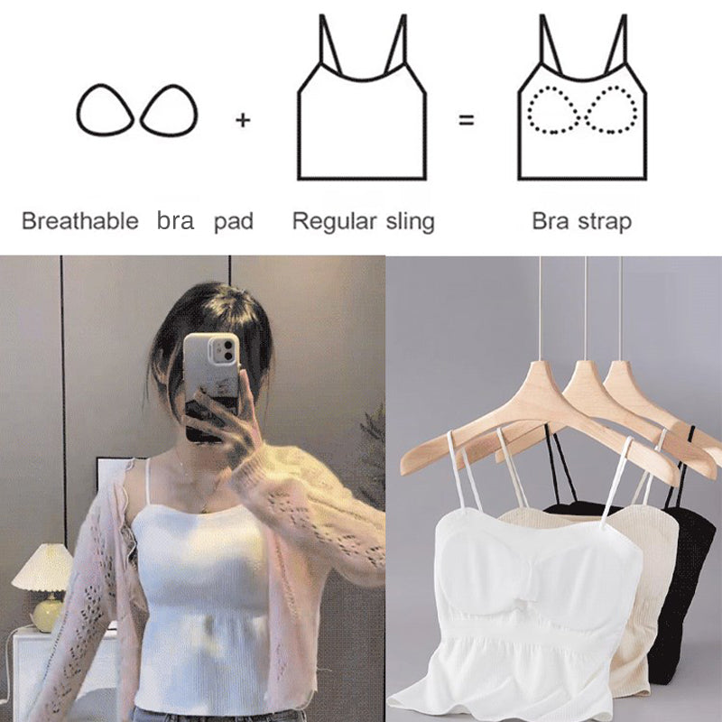 Camisola con tirantes finos para mujer con sujetador incorporado