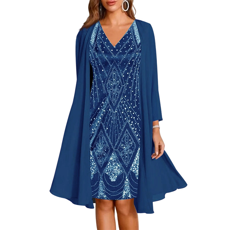 ⏰🔥 ¡50% OFF por tiempo limitado! ✨ Conjunto de Vestido de Dos Piezas en Gasa – Elegancia y Estilo Sofisticado