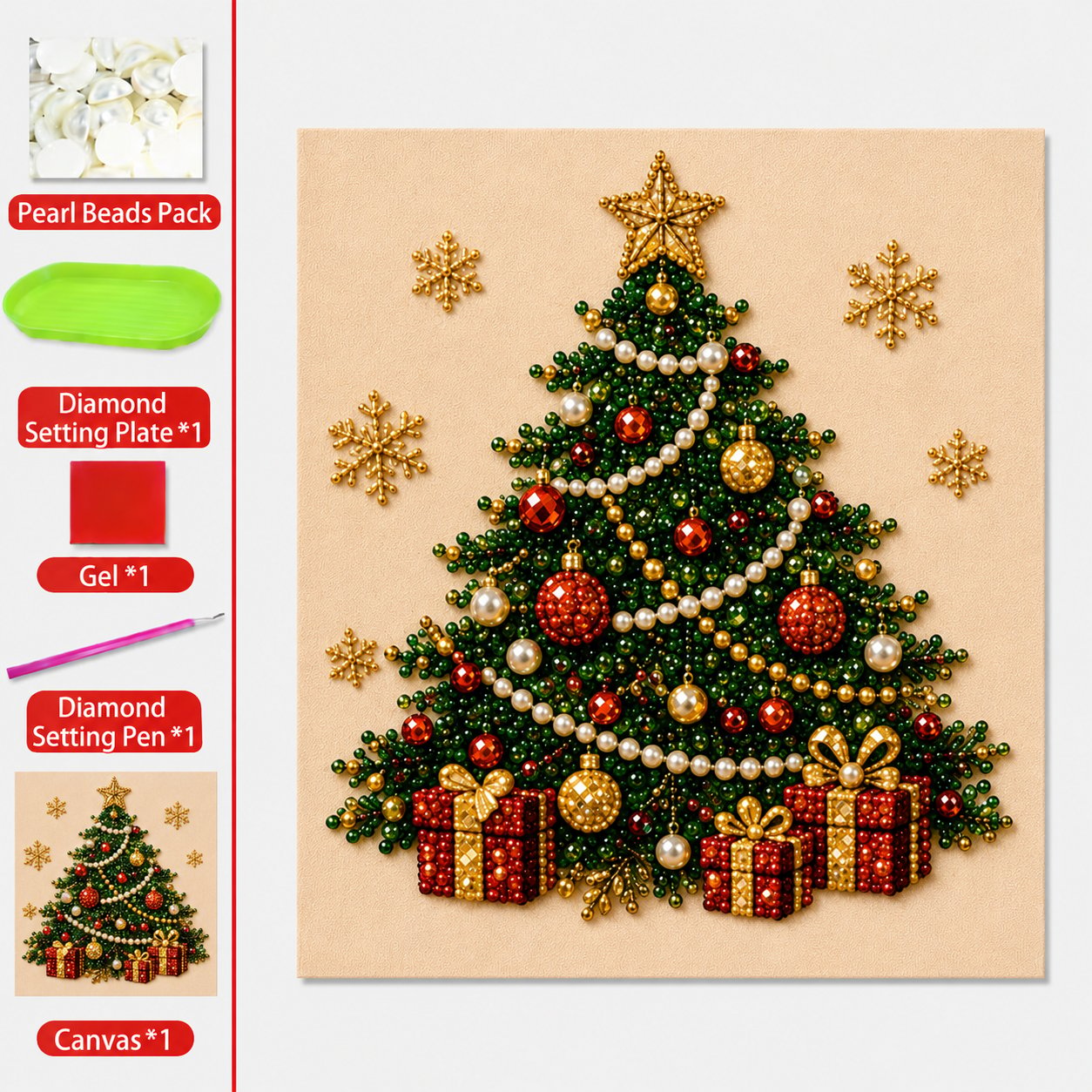 🧘Relajante e ideal para principiantes - 🎨💎Kit de arte DIY de pintura de diamantes y perlas con temática navideña