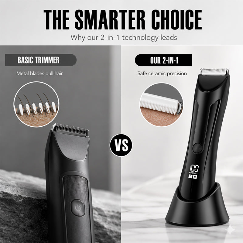 🪒 Men's 2-in-1 Body Hair Trimmer — Dual-Head Body Groomer