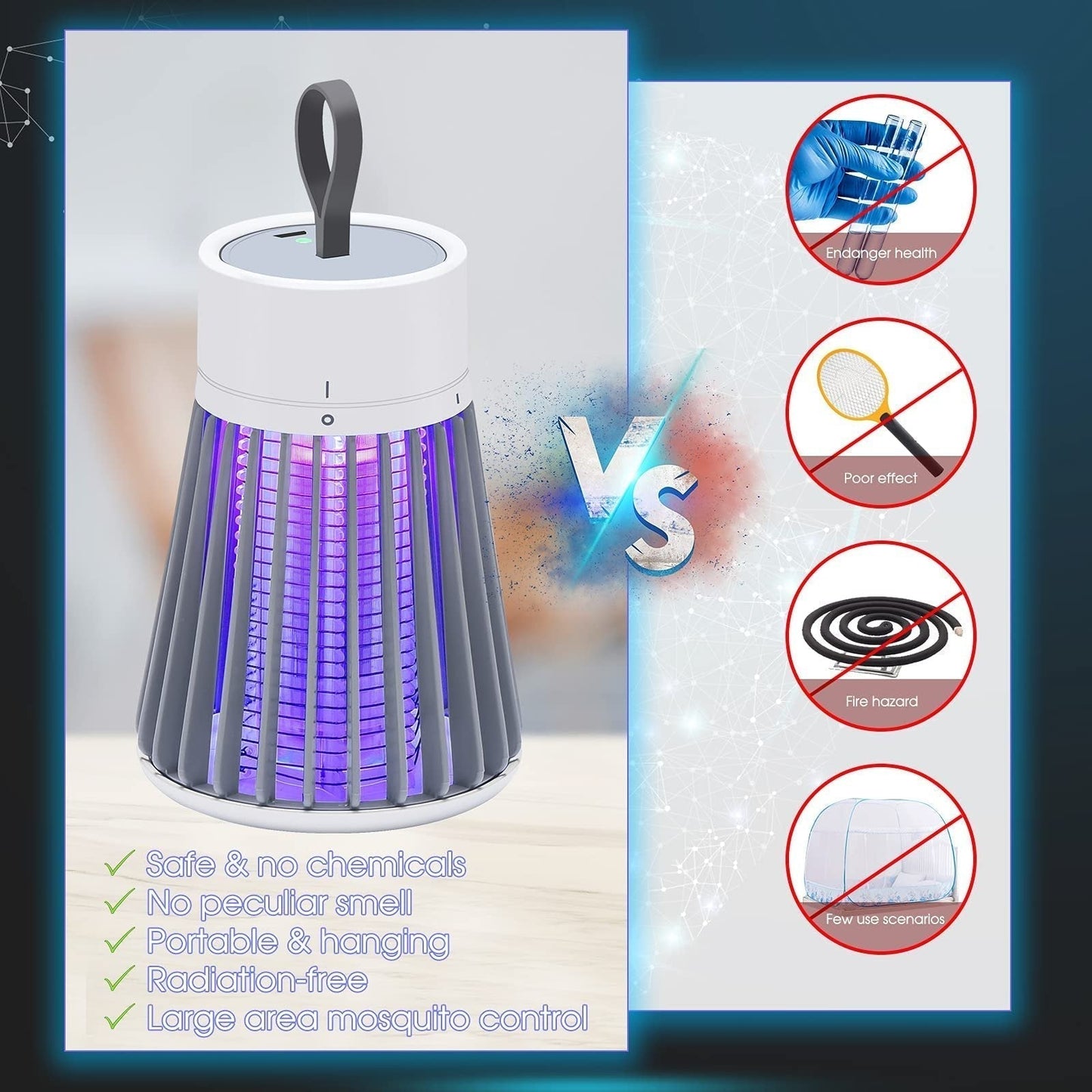🔥Promoción de verano🦟Lámpara portátil USB/recargable para mosquitos y moscas, para interiores y exteriores.