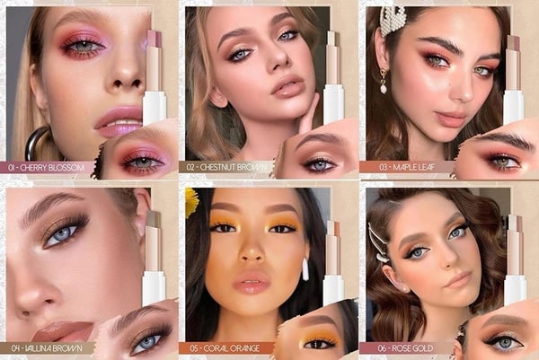 😍6 Piezas Lápiz de Sombra de Ojos 2 en 1 con Brillo Instantáneo, ¡Maquillaje Perfecto🔥