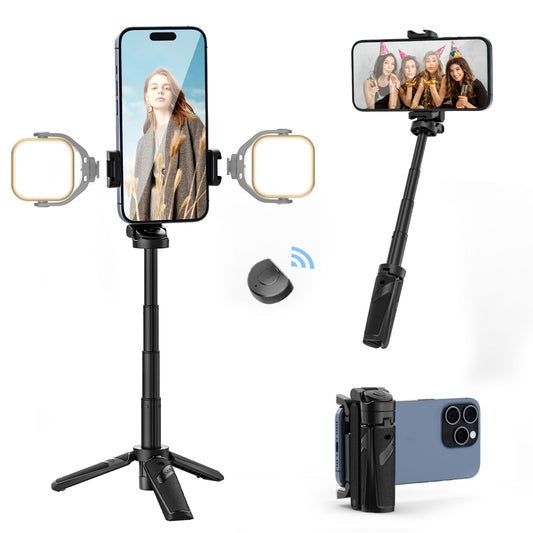 🔥NUEVAS OFERTAS 2025 - 50% DE DESCUENTO🔥Trípode para teléfono con agarre extensible y control remoto desmontable de bolsillo