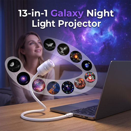 🌌 ¡50% DE DESCUENTO AHORA! 💫 Lámpara USB con proyección de cielo estrellado: 13 discos de película intercambiables y cuello flexible: perfecta para el dormitorio ✨