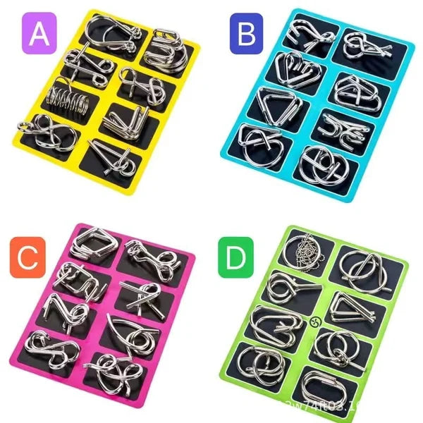 🔥 50% DE DESCUENTO ! 🧩 Anillo Rompecabezas de Metal (8 Piezas) - Desafío Mental con Instrucciones y Solución Incluidas, Ideal para Regalo 🎁✨