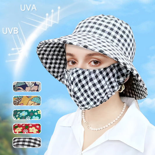 🌞 ¡Oferta de verano por tiempo limitado: 50% de descuento! 👒 Sombrero de sol tipo cubo con estampado floral para mujer con mascarilla.