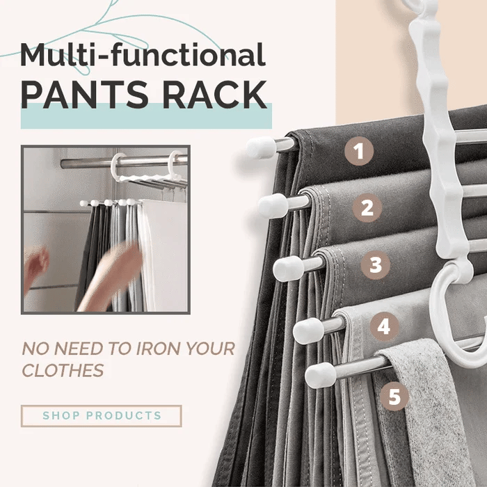 💥 Organizador Multifuncional para Pantalones – Práctico y Ahorra Espacio ✨
